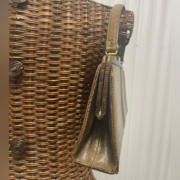 Vintage 1960s Palizzio New York Reptile Brown Rectangle Frame Closure Handbag - Picture 10 of 17
